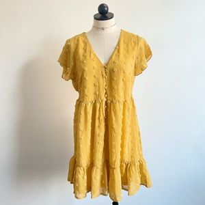 Southern Fried Chics Mini Midi Polka Dot Ruffled Chiffon Dress